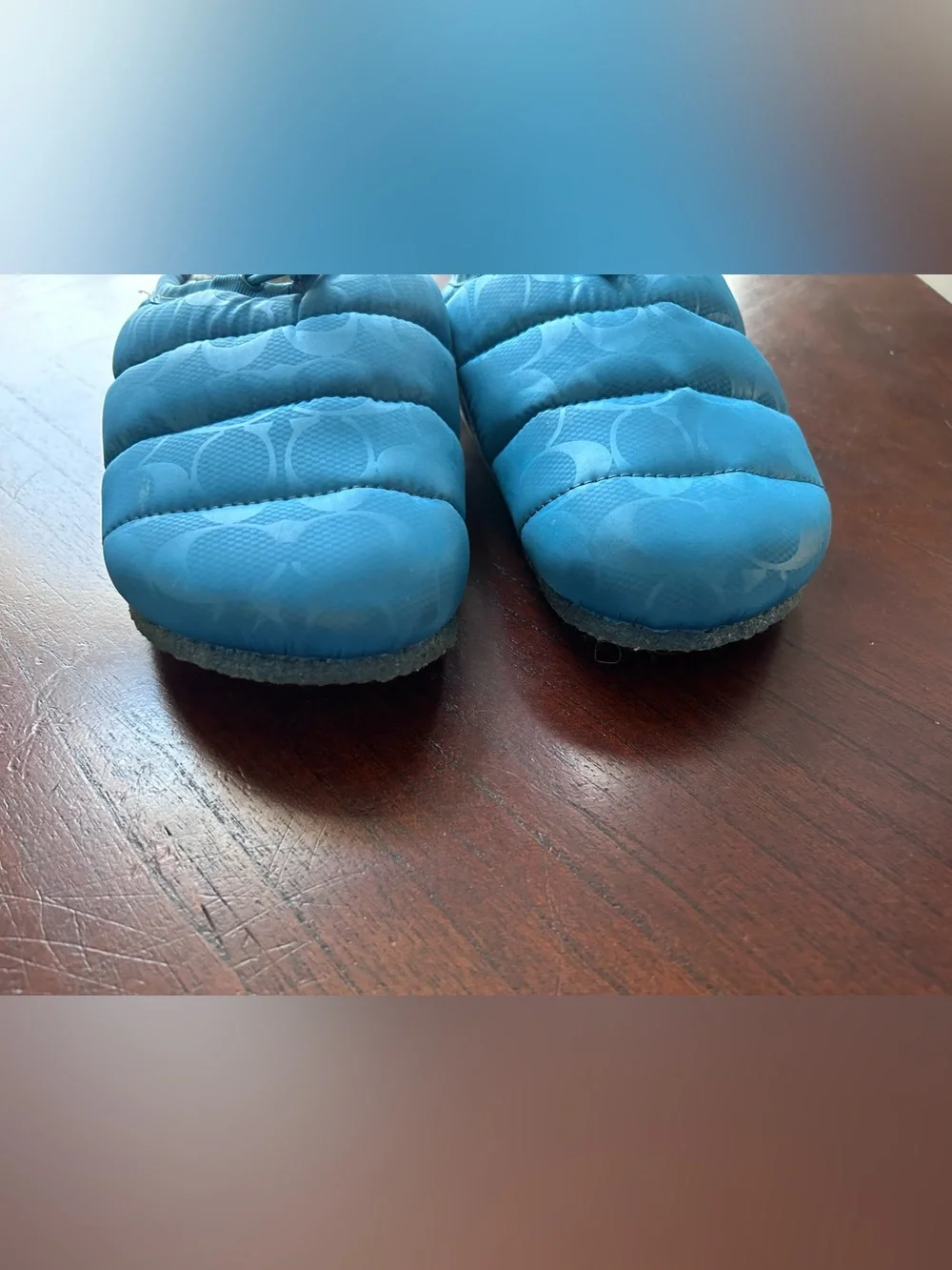 Coach Women's Plush Shearling Slippers in Light blue size 6.5B